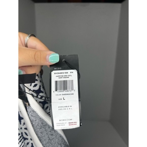 BCBGMAXAZRIA Sweater Bodycon Dress Women Large Jazmyne Tribal Jacquard V Back - Picture 5 of 7